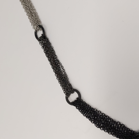 Multi-Strand Chain Necklace Silver Tone Black Gunmetal Gray Work Casual - Picture 4 of 7